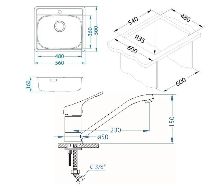 Alveus Sets - Set Spoelbak More 10, Keukenkraan Riviera + Cadeau, Chroom SETA738 2 Alveus Sets - Set Spoelbak More 10, Keukenkraan Riviera + Cadeau, Chroom SETA738 - Afbeelding 2