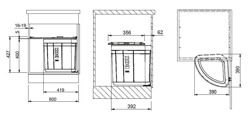 Franke Sorters - Inbouw Prullenbak Solo 60, Zwart 121.0307.572 2 Franke Sorters - Inbouw Prullenbak Solo 60, Zwart 121.0307.572 - Afbeelding 2