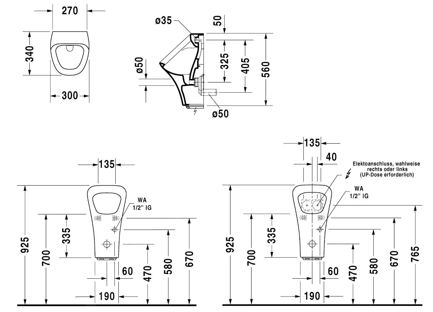 Duravit DuraStyle - Urinoir, Elektrische Bediening, Afval Achteraan, Met WonderGliss, Wit 28043100931 2 Duravit DuraStyle - Urinoir, Elektrische Bediening, Afval Achteraan, Met WonderGliss, Wit 28043100931 - Afbeelding 2