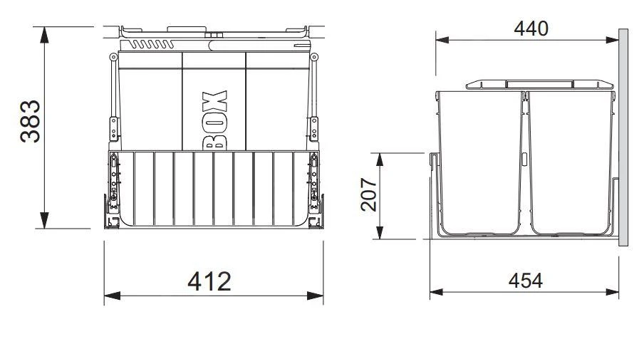 Franke Sorters - 300-45 Duo Inbouw Afvalemmer 121.0150.144 2 Franke Sorters - 300-45 Duo Inbouw Afvalemmer 121.0150.144 - Afbeelding 2