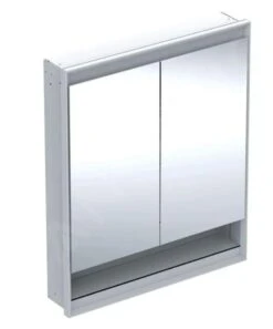 Geberit ONE - Spiegelkast Met LED-verlichting, 750x900x150 Mm, 2 Deuren, Met Nis, Inbouw, Aluminium 505.822.00.1