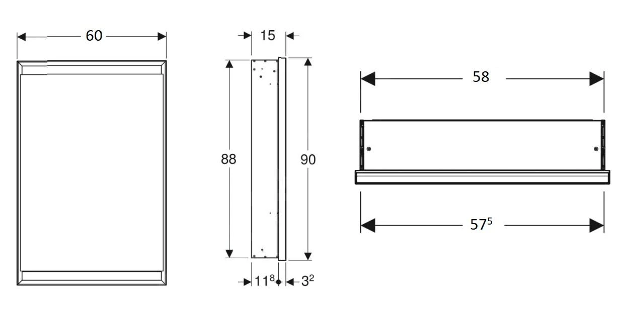Geberit ONE - Spiegelkast Met LED-verlichting, 600x900x150 Mm, Scharnieren Rechts, Inbouw, Aluminium 505.801.00.1 2 Geberit ONE - Spiegelkast Met LED-verlichting, 600x900x150 Mm, Scharnieren Rechts, Inbouw, Aluminium 505.801.00.1 - Afbeelding 2