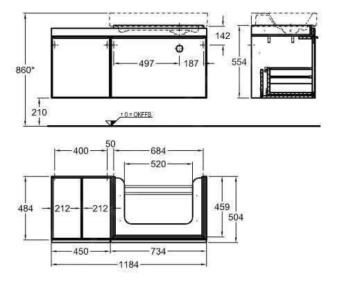 Geberit Citterio - Wastafelonderkast 750 Mm, Met Bijzetplank, Glanzend Zwart/eik Grijsbruin 500.563.JJ.1 2 Geberit Citterio - Wastafelonderkast 750 Mm, Met Bijzetplank, Glanzend Zwart/eik Grijsbruin 500.563.JJ.1 - Afbeelding 2