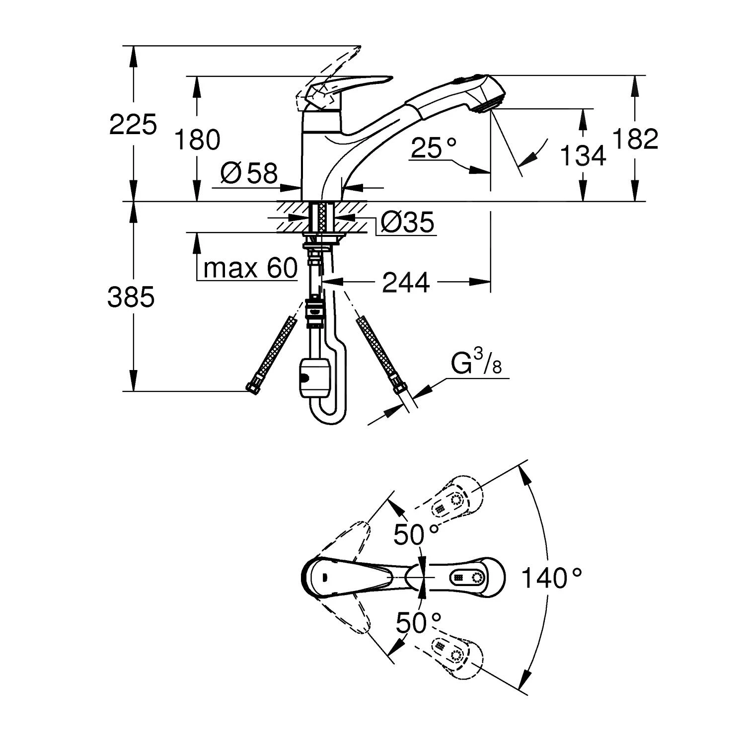 Grohe Eurodisc - Keukenkraan, Chroom 32257001 2 Grohe Eurodisc - Keukenkraan, Chroom 32257001 - Afbeelding 2