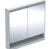 Geberit ONE - Spiegelkast Met LED-verlichting, 900x900x150 Mm, 2 Deuren, Met Nis, Inbouw, Aluminium 505.823.00.1