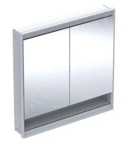Geberit ONE - Spiegelkast Met LED-verlichting, 900x900x150 Mm, 2 Deuren, Met Nis, Inbouw, Aluminium 505.823.00.1